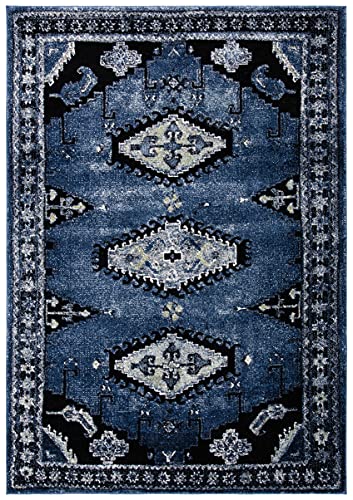 SAFAVIEH Vintage Hamadan Collection 8' x 10' Blue/Black VTH251M Traditional Oriental Living Room Dining Bedroom Area Rug