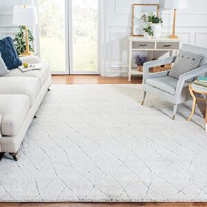 martha stewart collection by safaviehlucia shag collection 8′ x 10′ light grey/white msr0727f non-shedding living room dining bedroom area rug