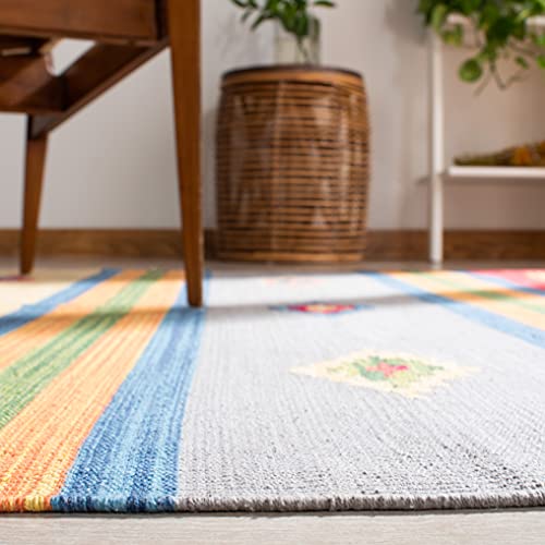 SAFAVIEH Montauk Collection 5' x 8' Blue/Red MTK555M Handmade Boho Cotton Living Room Dining Bedroom Area Rug