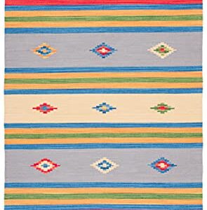 SAFAVIEH Montauk Collection 5' x 8' Blue/Red MTK555M Handmade Boho Cotton Living Room Dining Bedroom Area Rug