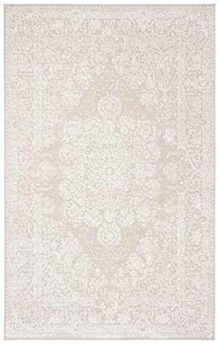 SAFAVIEH Reflection Collection 8' x 10' Cream/Ivory RFT664D Boho Tribal Distressed Living Room Dining Bedroom Area Rug