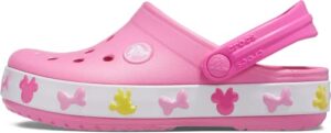crocs kids’ mickey mouse light up clog | disney light up shoes, pink lemonade/white, 9 toddler