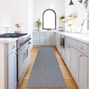 iohouze grey runner rug 2’x8′, dark grey, machine washable 100% cotton woven farmhouse runners for hallway/kitchen/living room/bedroom/laundry room