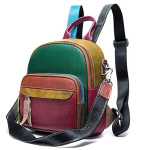 bags and purses everyday use, genuine leather mini shoulder backpack for women & girls patchwork handbag small