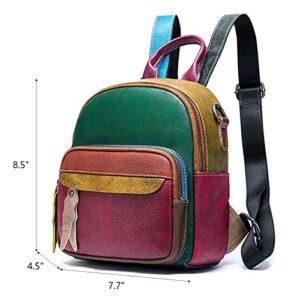 Bags and Purses Everyday Use, Genuine Leather Mini Shoulder Backpack for Women & Girls Patchwork Handbag Small