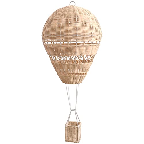 VALICLUD Rattan Hot Air Balloon Natural Photo Props Wicker Handwoven Wall Basket Decor for Childrens Rooms Preschool Education Photography Living Room Or Bedroom Unique Wall Art