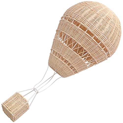 VALICLUD Rattan Hot Air Balloon Natural Photo Props Wicker Handwoven Wall Basket Decor for Childrens Rooms Preschool Education Photography Living Room Or Bedroom Unique Wall Art