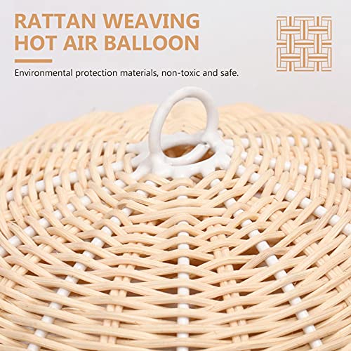 VALICLUD Rattan Hot Air Balloon Natural Photo Props Wicker Handwoven Wall Basket Decor for Childrens Rooms Preschool Education Photography Living Room Or Bedroom Unique Wall Art