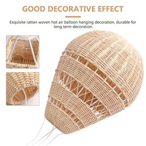 VALICLUD Rattan Hot Air Balloon Natural Photo Props Wicker Handwoven Wall Basket Decor for Childrens Rooms Preschool Education Photography Living Room Or Bedroom Unique Wall Art