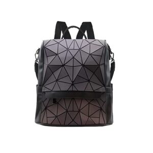 scofy fashion luminous holographic reflective backpack purses for women casual chic color changing school bag backpack bookbag purse (luminous black)