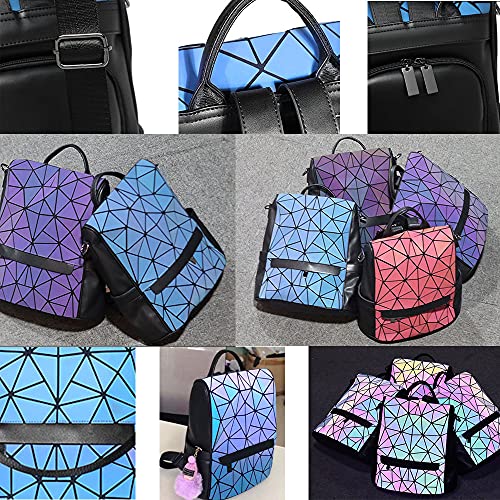 SCOFY FASHION Luminous Holographic Reflective Backpack Purses for Women Casual Chic Color Changing School Bag Backpack Bookbag Purse (Luminous Black)