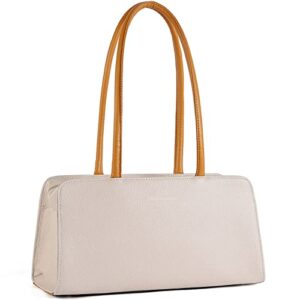bostanten women designer handbags genuine soft leather top handle purses and handbags satchel shoulder bag (beige)
