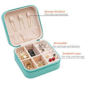 TRODANCE Mini Jewelry Travel Case,Small Travel Jewelry Organizer, Portable Jewelry Box Travel Mini Storage Organizer Portable Display Storage Box For Rings Earrings Necklaces Gifts (Blue)