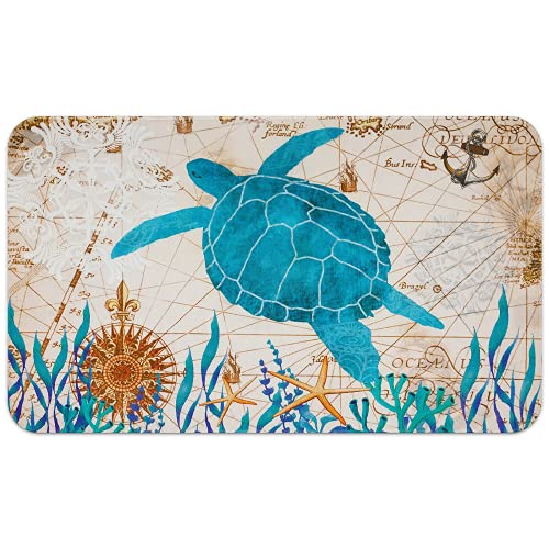 Sea Turtles Door Mat Non Slip Rubber Backing, Indoor Outdoor Entrance Mats, Blue Turtle Mat Front Doormat Rug, Home Bathroom Bedroom Mat Kitchen Floor Door Mat Outdoor Rug Large, 18 x 30 Inches