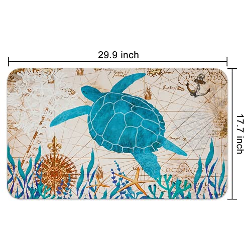 Sea Turtles Door Mat Non Slip Rubber Backing, Indoor Outdoor Entrance Mats, Blue Turtle Mat Front Doormat Rug, Home Bathroom Bedroom Mat Kitchen Floor Door Mat Outdoor Rug Large, 18 x 30 Inches