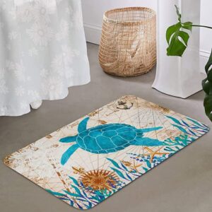 Sea Turtles Door Mat Non Slip Rubber Backing, Indoor Outdoor Entrance Mats, Blue Turtle Mat Front Doormat Rug, Home Bathroom Bedroom Mat Kitchen Floor Door Mat Outdoor Rug Large, 18 x 30 Inches