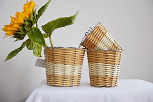 generl oval-3 pieces-wicker hand-woven easter basket 7 inches, 5 inches, 3 inches, with handle) woven frame-oval willow basket with stainless steel lining