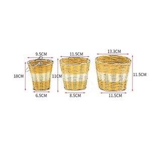 Generl Oval-3 pieces-wicker hand-woven Easter basket 7 inches, 5 inches, 3 inches, with handle) Woven frame-oval willow basket with stainless steel lining