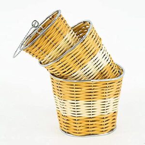 Generl Oval-3 pieces-wicker hand-woven Easter basket 7 inches, 5 inches, 3 inches, with handle) Woven frame-oval willow basket with stainless steel lining