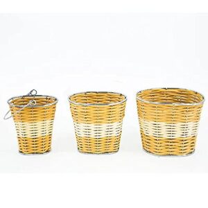 Generl Oval-3 pieces-wicker hand-woven Easter basket 7 inches, 5 inches, 3 inches, with handle) Woven frame-oval willow basket with stainless steel lining