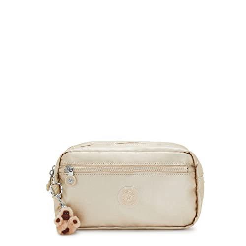 Kipling Womens Women's Amalfi Travel Pouch, Organize Accessories, Slip Compartments, Top Zip Closure, Nylon Large Pouch, Starry Gold Metallic, 9 L x 5.5 H 5 D US