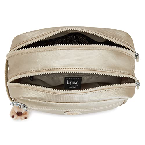 Kipling Womens Women's Amalfi Travel Pouch, Organize Accessories, Slip Compartments, Top Zip Closure, Nylon Large Pouch, Starry Gold Metallic, 9 L x 5.5 H 5 D US