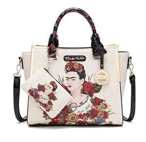 frida kahlo flower collection licensed handbag (beige/black)