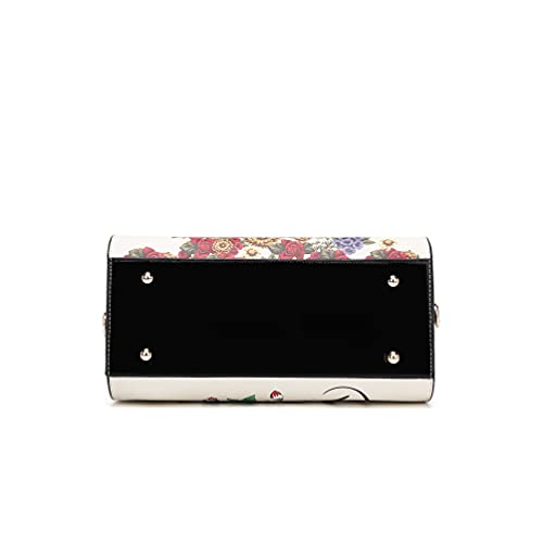 Frida Kahlo Flower Collection Licensed Handbag (Beige/Black)