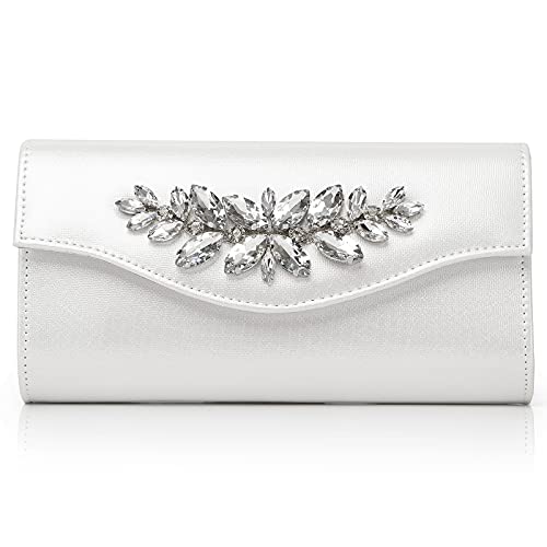 GESU Clutch Purses for Women Rhinestone Evening Bag Wedding Party Dress Purses (Silver-1)