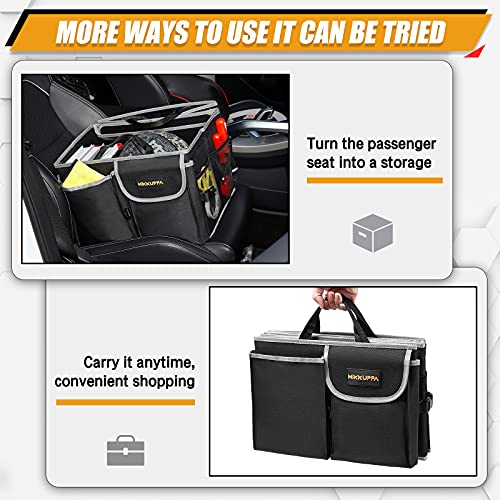 MIKKUPPA Car Trunk Organizer - Collapsible Trunk Organizer Sturdy Trunk Storage Organizers Car Trunk Organizer with Lid, for SUV Auto Truck Van with Adjustable Straps and Non Slip Bottom (Black)