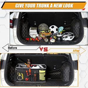 MIKKUPPA Car Trunk Organizer - Collapsible Trunk Organizer Sturdy Trunk Storage Organizers Car Trunk Organizer with Lid, for SUV Auto Truck Van with Adjustable Straps and Non Slip Bottom (Black)