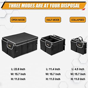 MIKKUPPA Car Trunk Organizer - Collapsible Trunk Organizer Sturdy Trunk Storage Organizers Car Trunk Organizer with Lid, for SUV Auto Truck Van with Adjustable Straps and Non Slip Bottom (Black)