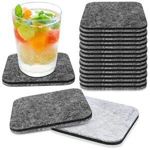 premium felt coasters for drink, absorbent felt protects furniture, table, desk 4×4 inch by aa wonders (pack of 18, square)