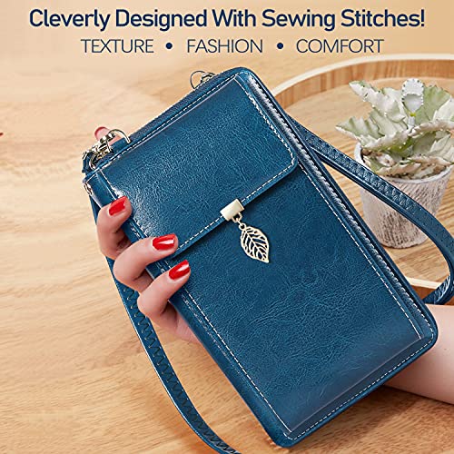 HUANLANG Small Crossbody Phone Bags for Women Leather Cell Phone Purse Wallet With Shoulder Strap RFID Blocking Ladies Shoulder Bag Credit Card Slots Lightweight Crossbody for Phone Bag and Wallet