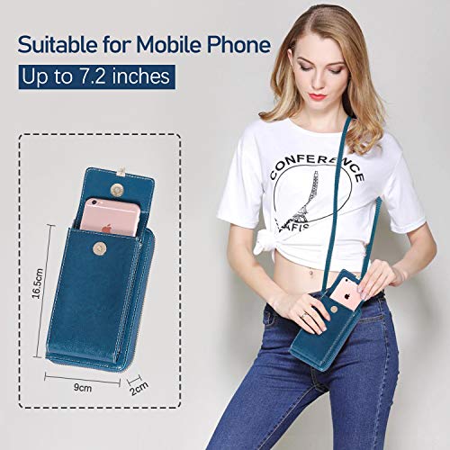 HUANLANG Small Crossbody Phone Bags for Women Leather Cell Phone Purse Wallet With Shoulder Strap RFID Blocking Ladies Shoulder Bag Credit Card Slots Lightweight Crossbody for Phone Bag and Wallet