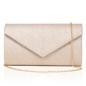 labair shining envelope clutch purses for women evening purses and clutches for wedding party. (champagne)