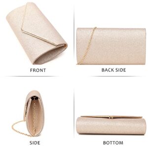 Labair Shining Envelope Clutch Purses for Women Evening Purses and Clutches For Wedding Party. (Champagne)