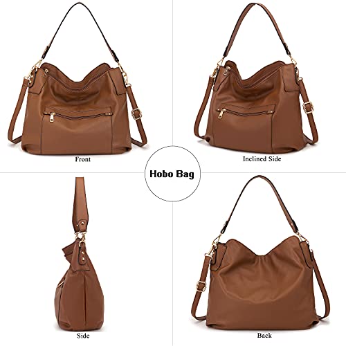 Large Crossbody Bags Ladies Shoulder Handbags Purse and Wallet Set for Women Totes Hobo Purses Brown