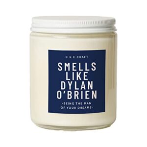 ce craft – smells like dylan o’brien scented candle – gift for her, girlfriend gift, celebrity prayer candle, teen wolf gift