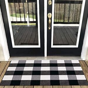 Levinis Buffalo Check Rug - Cotton Washable Porch Rugs Durable and Washable Outdoor Rugs Door Mat Hand-Woven Buffalo Plaid Rug for Outdoor/Kitchen/Bathroom/Entry Way/Bedroom, 23.6" x 35.4"