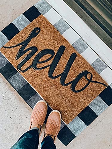 Levinis Buffalo Check Rug - Cotton Washable Porch Rugs Durable and Washable Outdoor Rugs Door Mat Hand-Woven Buffalo Plaid Rug for Outdoor/Kitchen/Bathroom/Entry Way/Bedroom, 23.6" x 35.4"