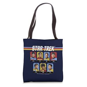 Star Trek Group Shot Boxed Portrait Retro Stripes Tote Bag