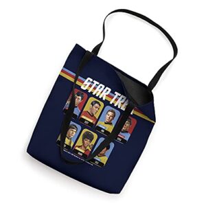 Star Trek Group Shot Boxed Portrait Retro Stripes Tote Bag