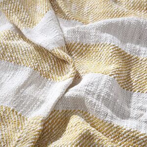 Brielle Home Lara Striped Cotton Throw Blanket, Yellow, 50x60