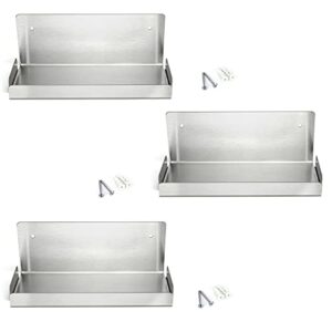 deco gables designs 3 modern brushed stainless steel spice racks floating wall shelf hanging durable polished solid metal for home kitchen dining room with mounting hardware 10 inches wide set of 3