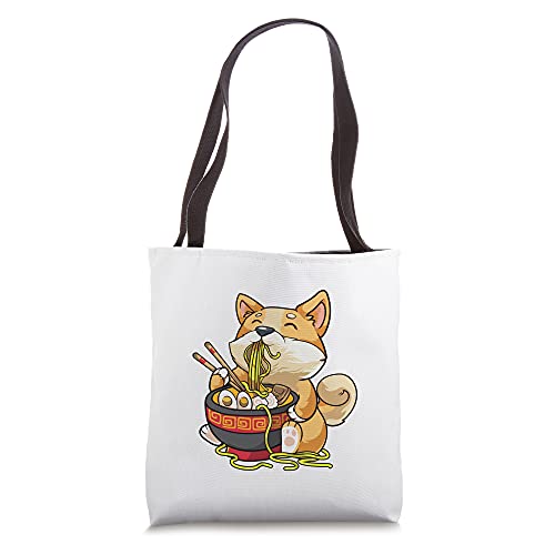 Corgi-Dog Eating Bowl of Ramen Pho Noodle Soup Japan Kawaii Tote Bag