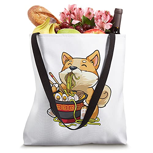 Corgi-Dog Eating Bowl of Ramen Pho Noodle Soup Japan Kawaii Tote Bag