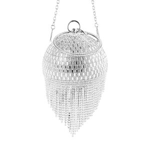 Lanpet Women Round Ball Crystal Evening Clutch Purse Tassel Wedding Party Handbags