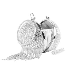 Lanpet Women Round Ball Crystal Evening Clutch Purse Tassel Wedding Party Handbags