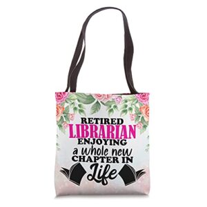 librarian retirement women 2021 retired book lover flower tote bag